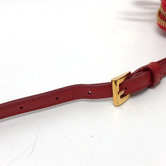 PRADA triangle logo triangle logo plate Crossbody Pochette Shoulder Bag Red - Picture 13 of 14